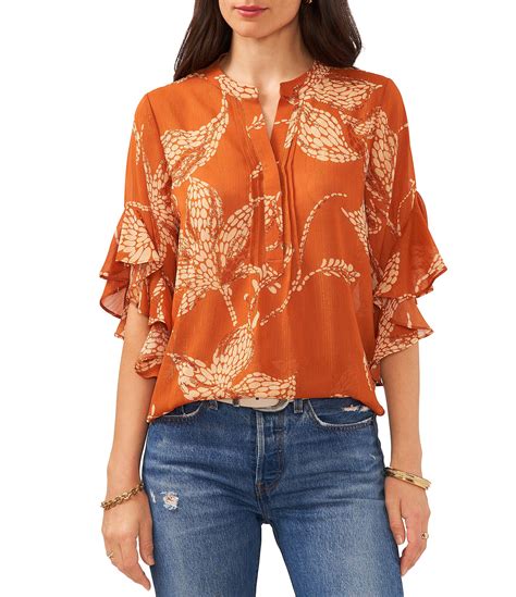 vince camuto flutter sleeve|vince camuto ruffle sleeve top.